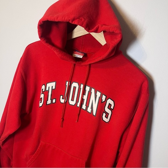 Vintage St. John’s University Hoodie Men’s M Red Champion Sweatshirt NCAA - Picture 2 of 6